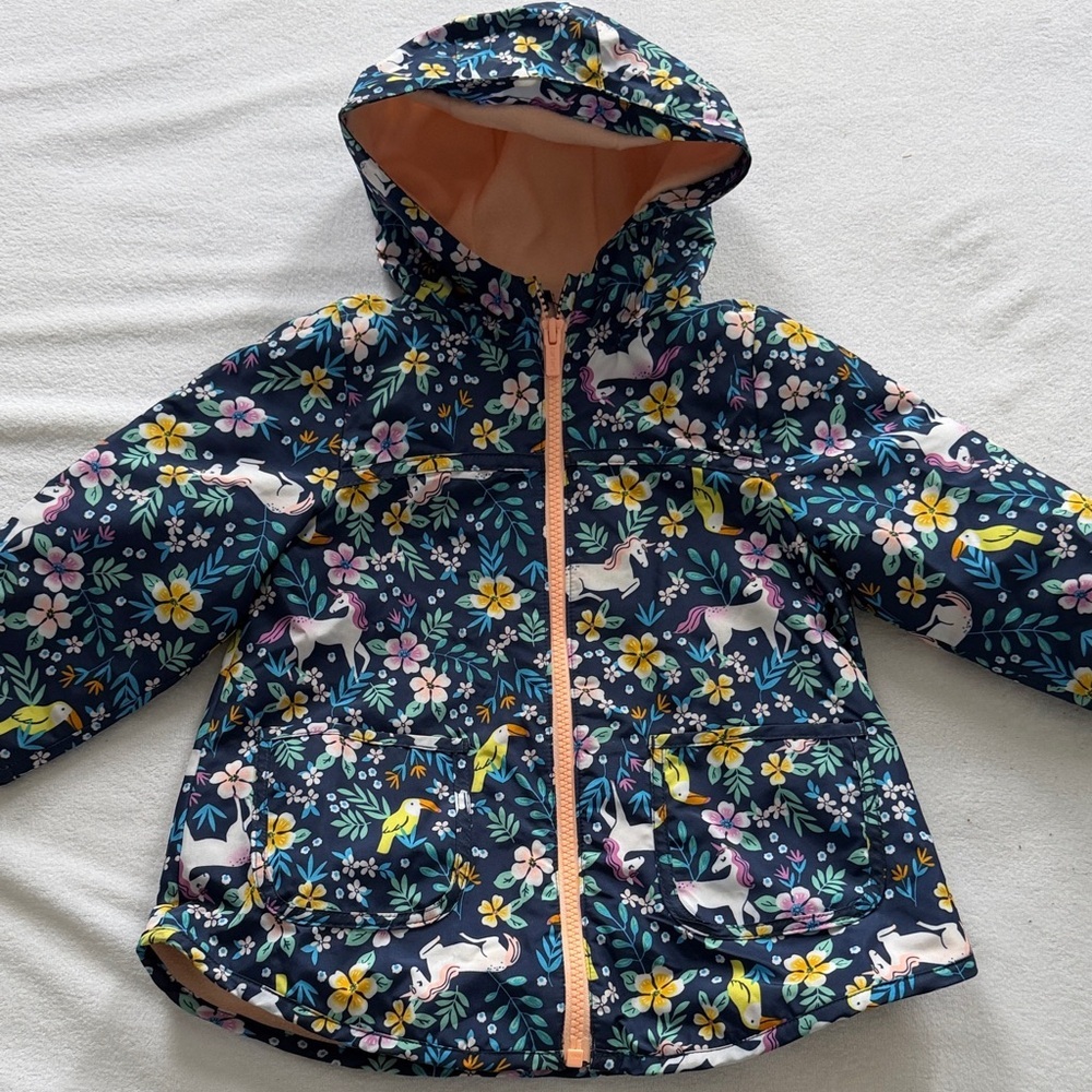 Floral Kids Jacket with Unicorn Print